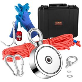 Magnet Fishing Kit, 1200lbs 2.95inch Diameter Double Sided Fishing Magnets, Strong Neodymium Magnet with Heavy Duty 65FT Rope, Grappling Hook
