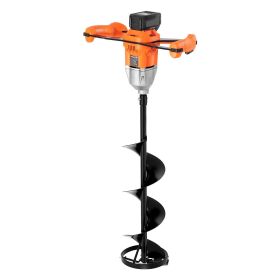 20V Electric Ice Auger, 8 inch Diameter, 2 in 1 Cordless Ice Fishing Augers and Earth Auger with Ices & Earth Drill Bit